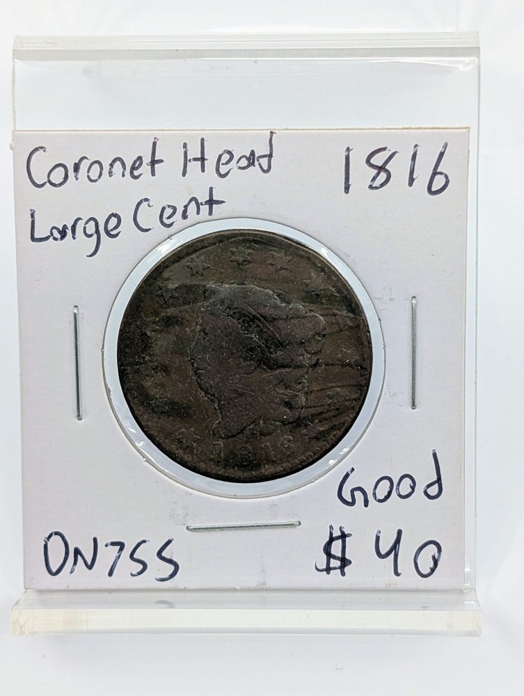 1816- US Coronet Head large Cent- Good