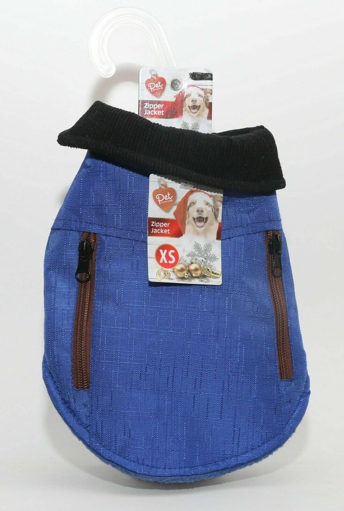 Pet Central Fleeced Lined Canvas Zipper Winter Jacket Size XSmall or Small Blue
