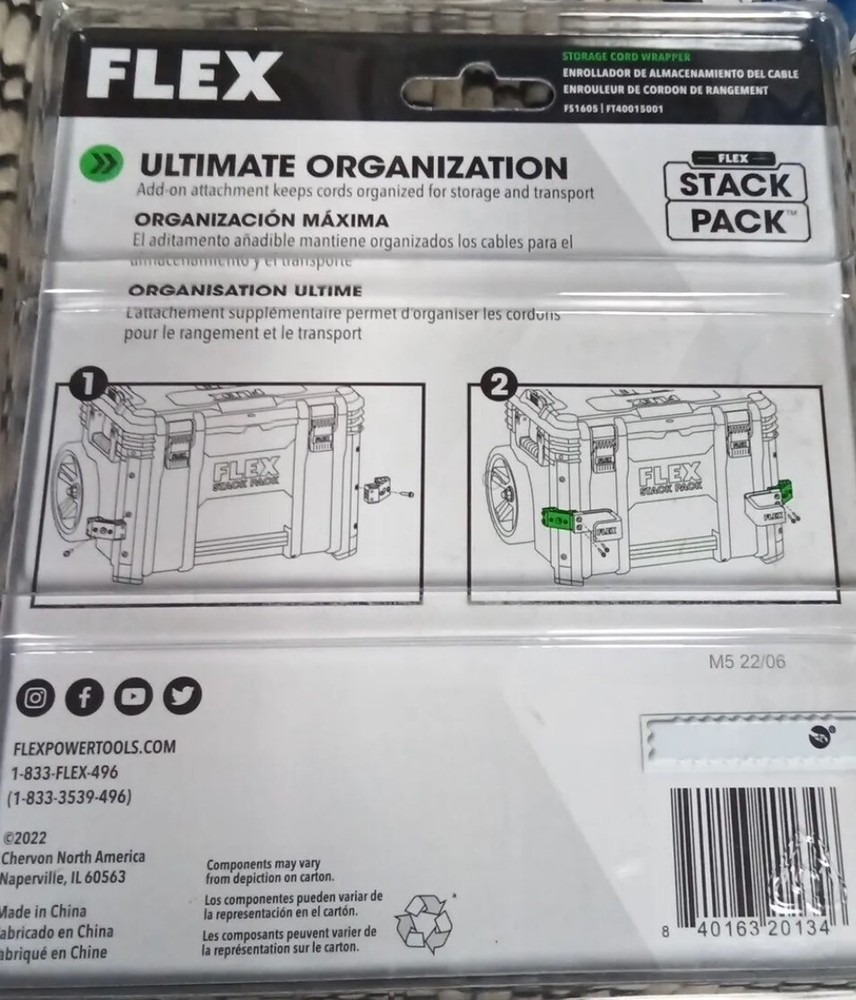 Flex power Tools Stack Pack Storage Extension Cord Wrapper Organizer tool box