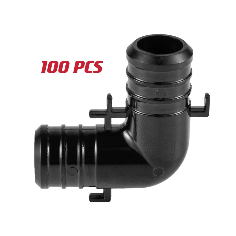 100 PCS EFIELD Poly Crimp Pex Fitting 3/4" X 3/4" Elbow With Position Tab