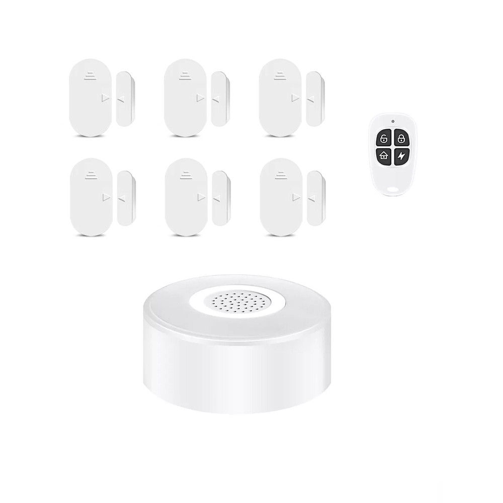 White Tolviviov 8 Piece Wireless Home Security System