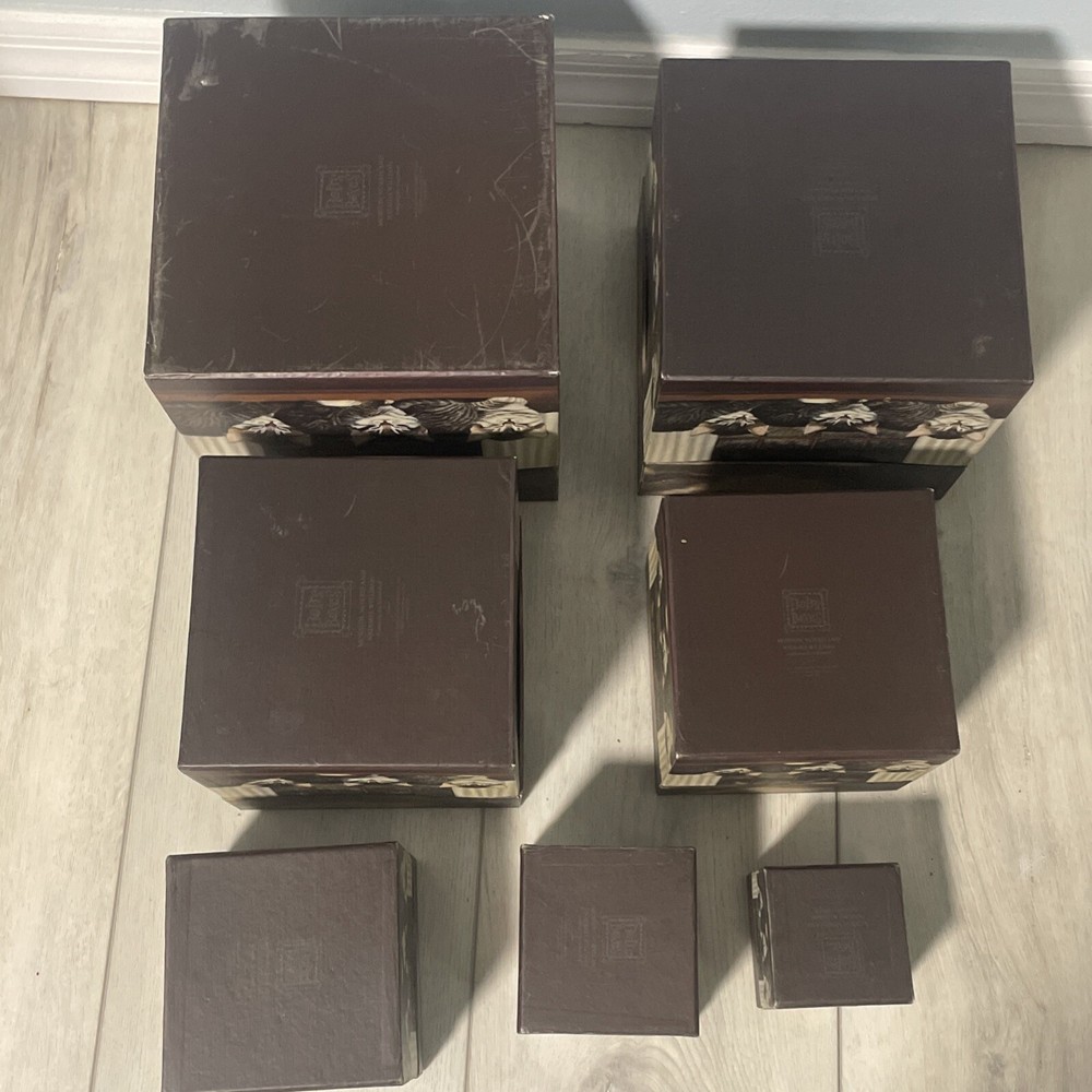 Complete Set of 7 Bobs Boxes Cat Decor Design Stackable Nesting Boxes