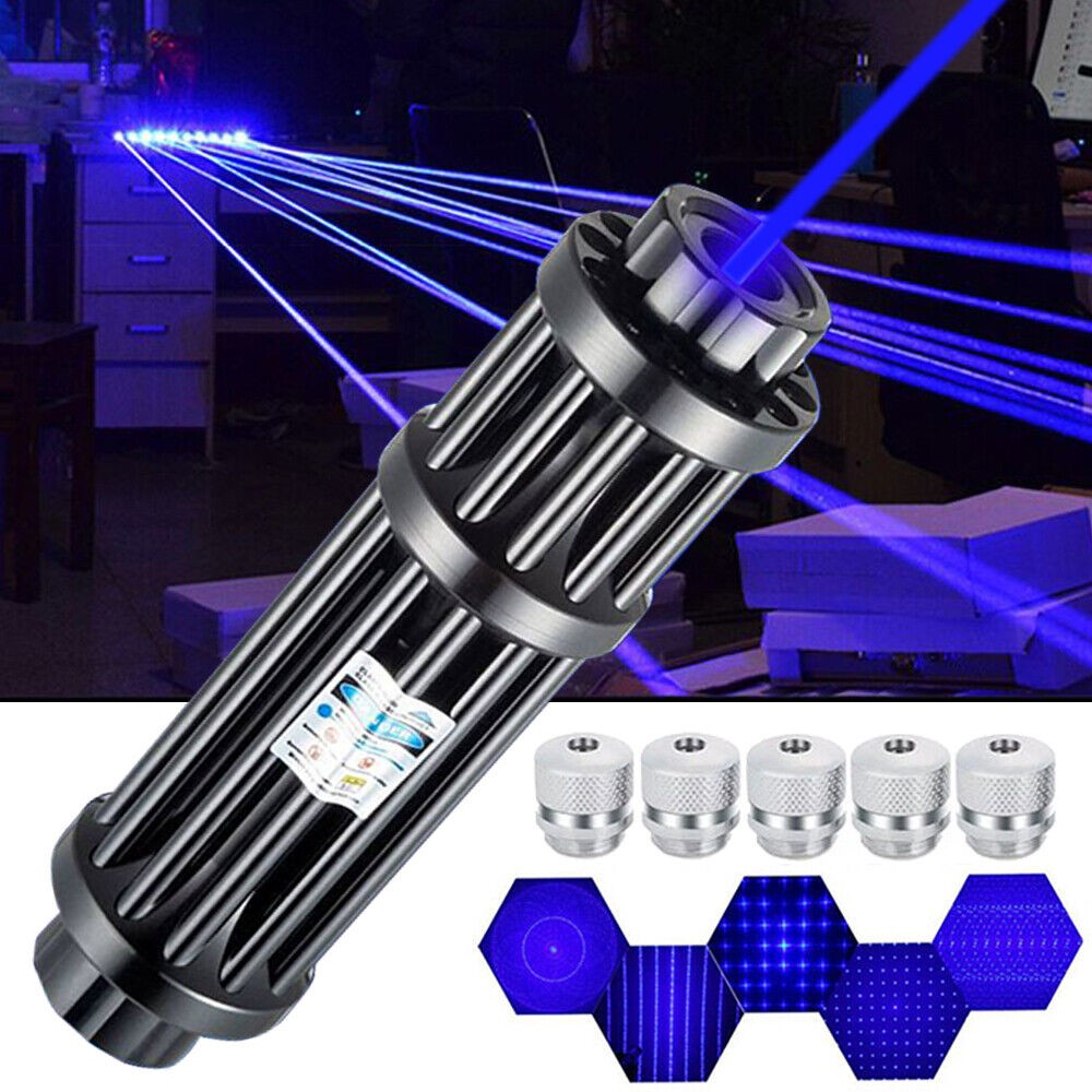 10 Watt Adjustable High Power Blue Burning Laser Pointer Visible Dot Torch Light