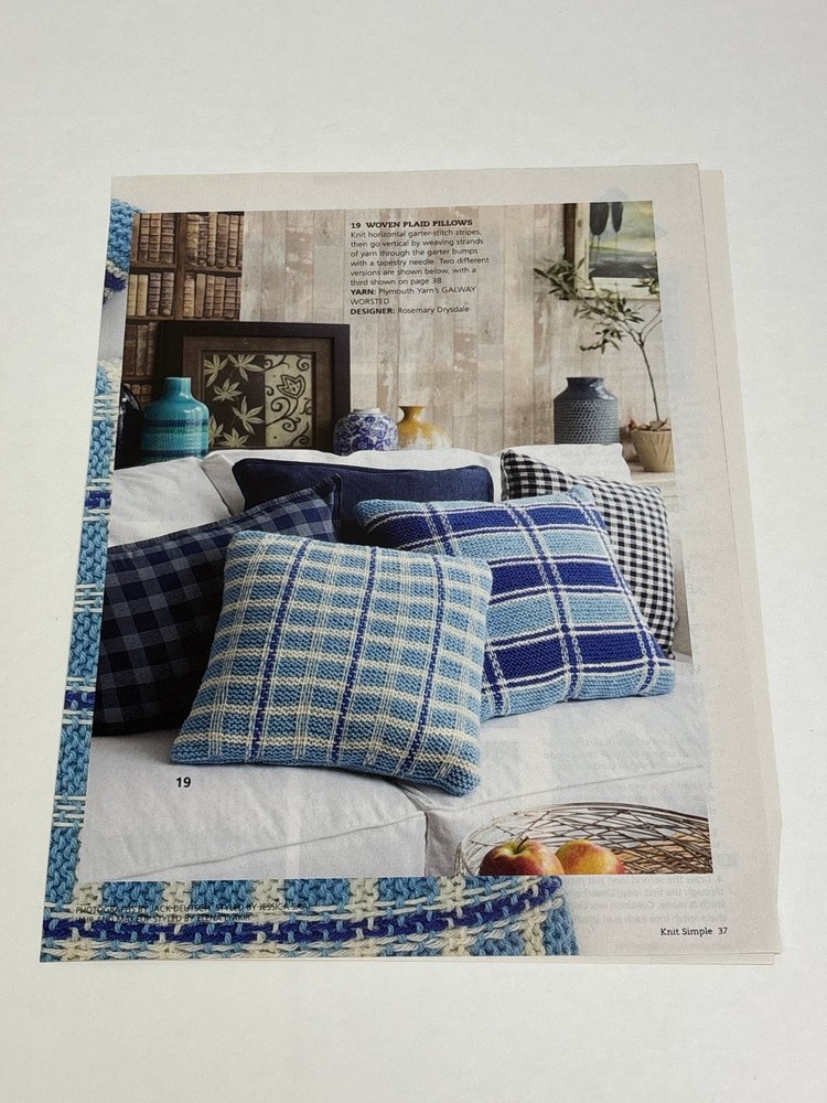 Woven Plaid Pillows Knitting Pattern Magazine Pages