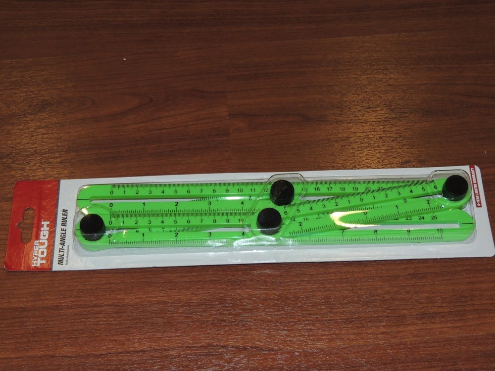 New - Hyper Tough Plastic Multi Angle Ruler - Inches & Centimeters - TR36008N