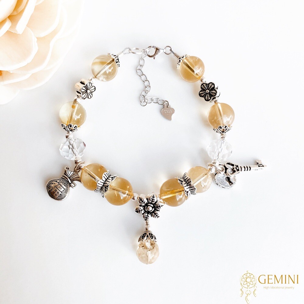Custom Made Citrine & Clear Quartz Bracelet