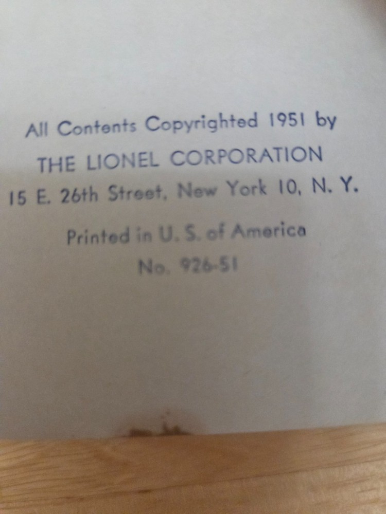 1951 Lionel Trains Instructions For Assembling And Operating Booklet