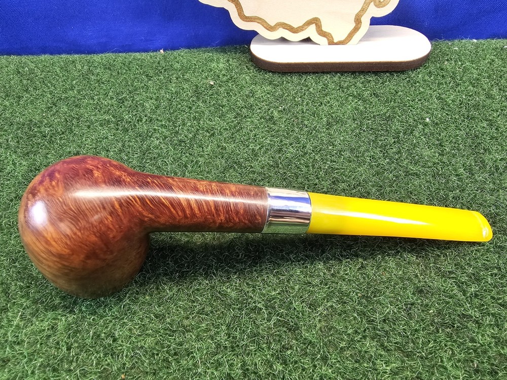 AGE Straight Smooth Billiard Banded Restored Briar Pipe, Replacement Stem, Case