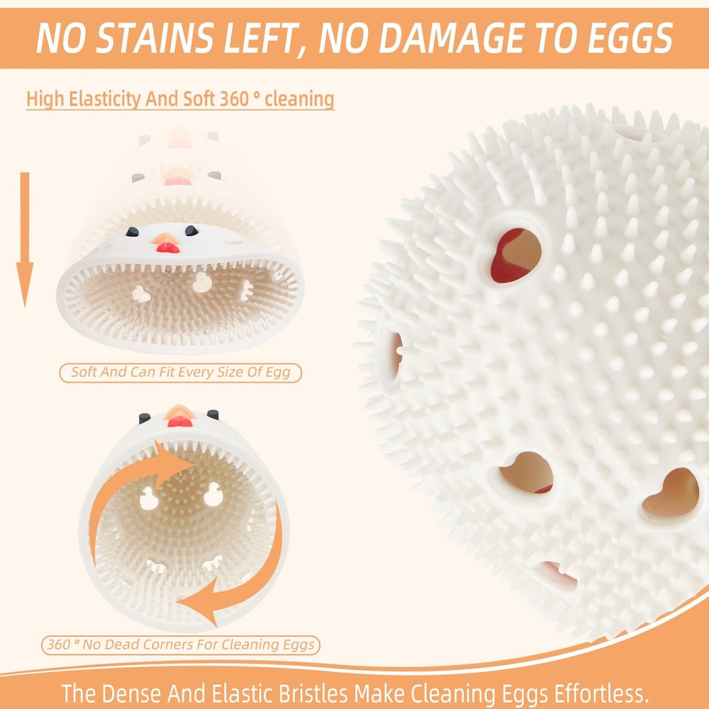 2PCS Silicone Egg Cleaner for Fresh Eggs, Washer White + Brown