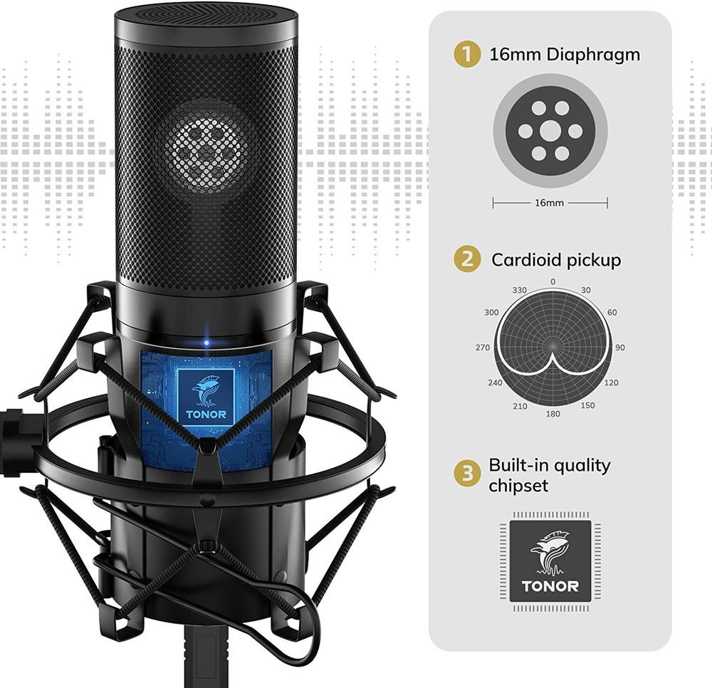 TONOR USB Microphone Kit Studio Mic Bundle with Adjustment Arm Stand