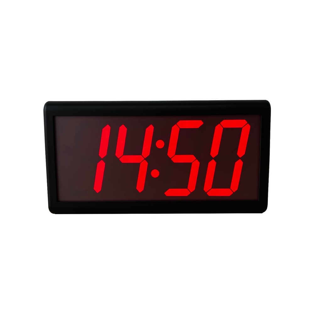 GlobalTime 4" x 4 Digit WiFi Clock, Network Synchronized, Plastic Casing
