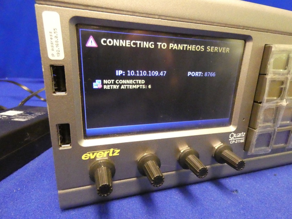 Evertz Quartz CP-2116E-H System Control Panel w/1 Power Supply