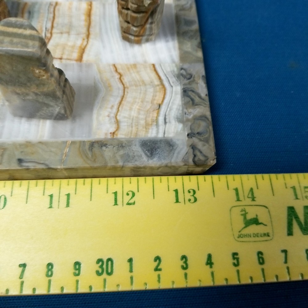 Handcrafted Marble Chess Set Complete Earth Tones 13.5" Board