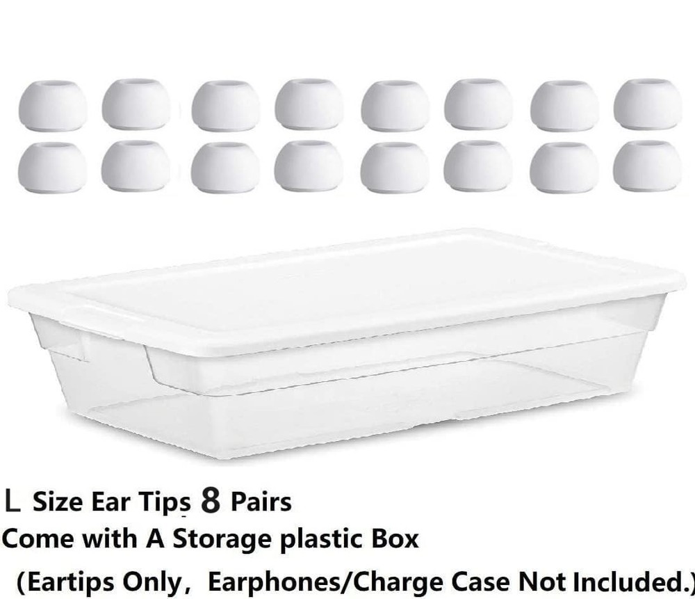 8 Sets Large Size Ear Tips Replacement for AirPods Pro 2nd / 1st Large, white
