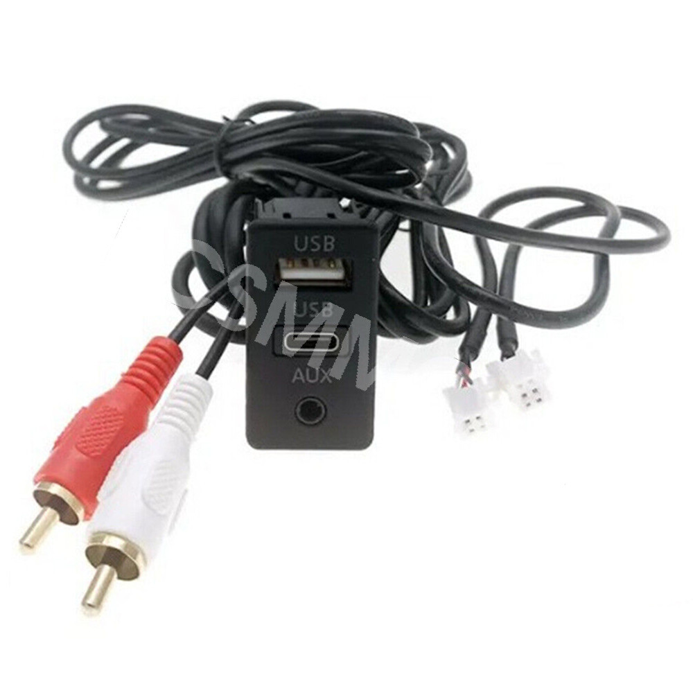 Extension Cable Adapter For Car Dash Flush Mount RCA Type C USB AUX Port Panel
