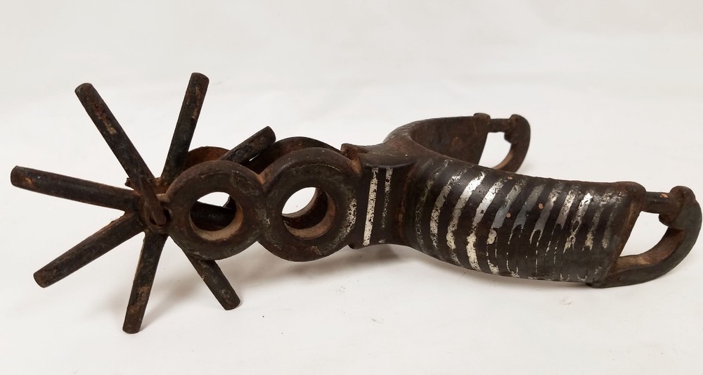 Antique Iron and Silver Overlay Spur 8 Point