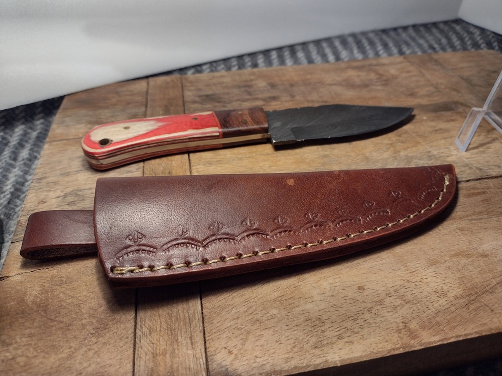 Pinkish Handled Damascus Knife