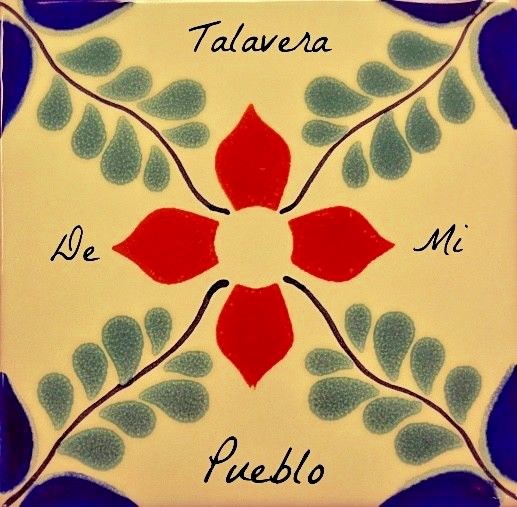 Primavera Azul (Blue Spring) Handmade Mexican Talavera Tile