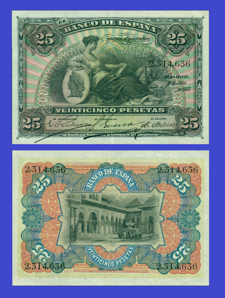 Espana Spain 25 peseta   1907  *  Copy