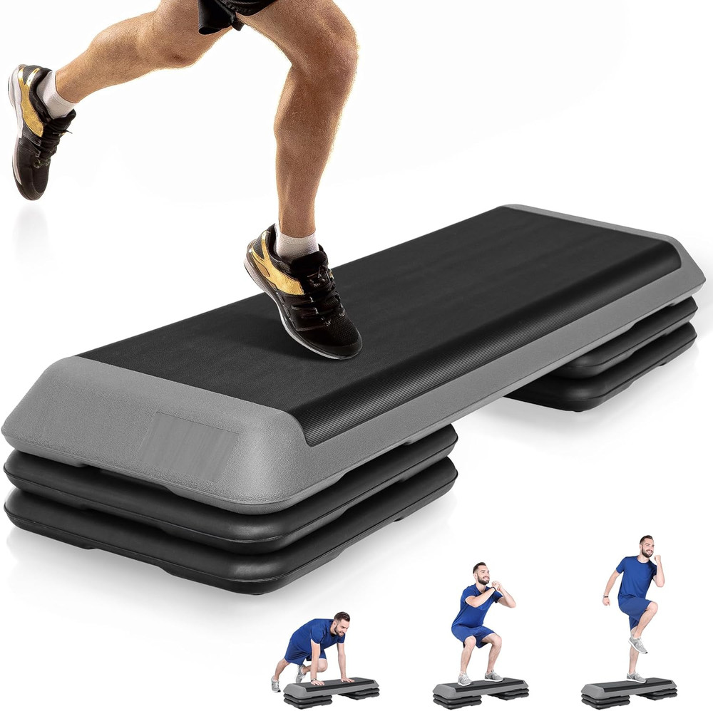 F2C 43 Inch Aerobic Exercise Step Platform Adjustable Height Stepper Exercise Wo