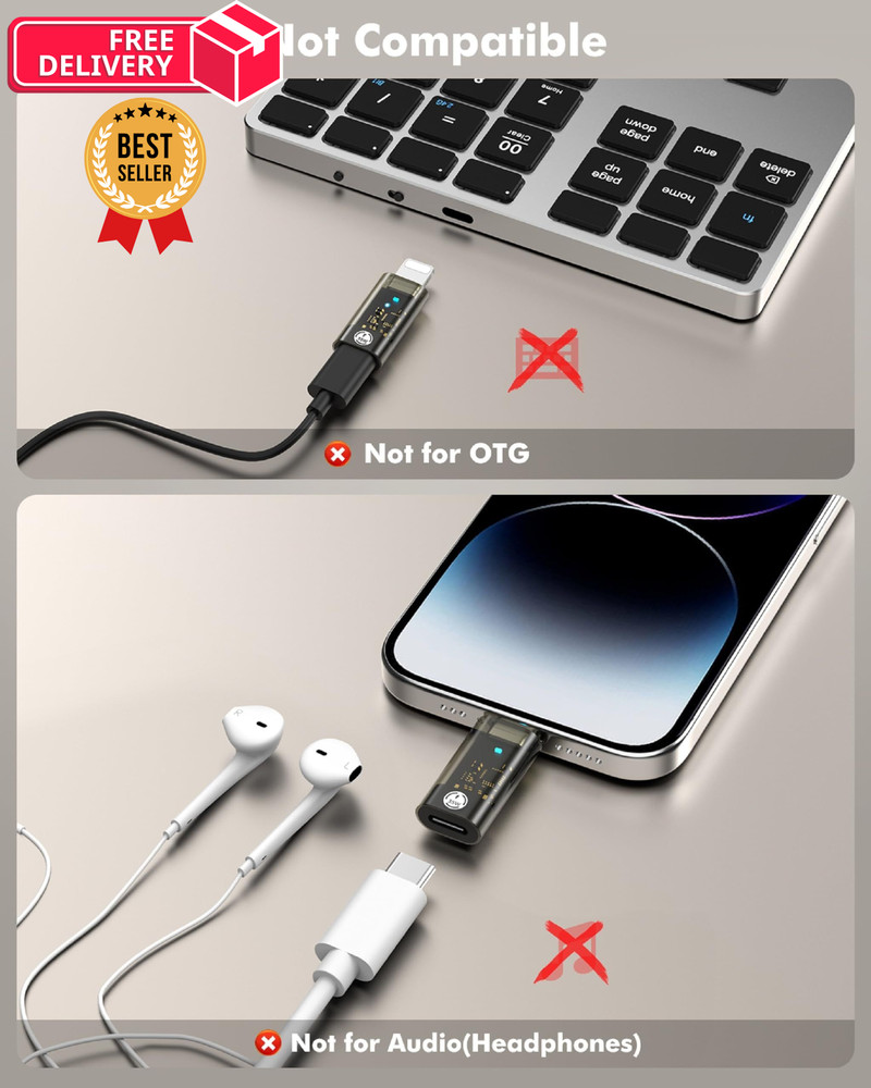 MoKo USB C to Lightning Adapter, Support 35W PD Fast Charging & Data Sync...