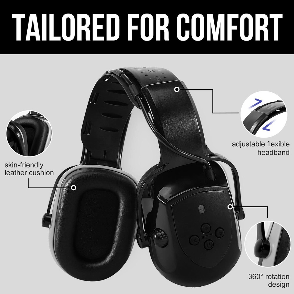 Muffpro Bluetooth Hearing Protection Ear with Large, Black