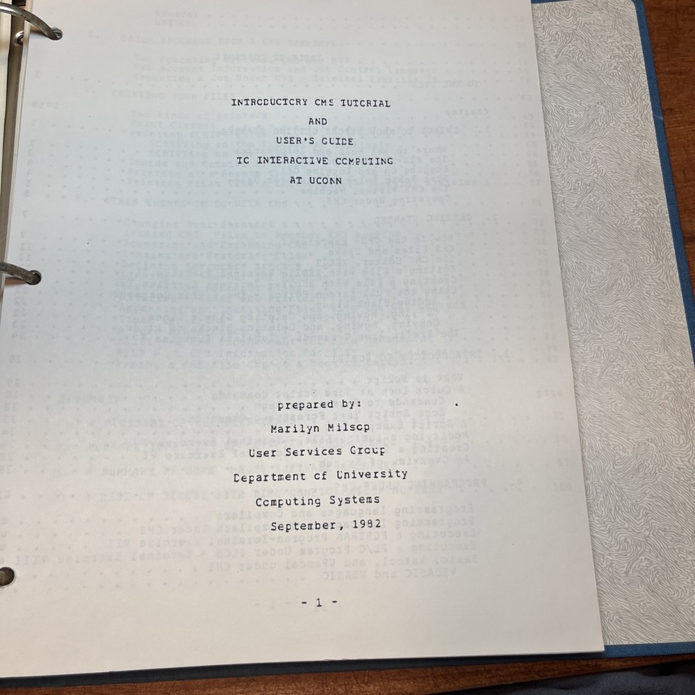 Vintage 1983 IBM BASIC CMS UCONN Course Training Binder VM MVS XEDIT Manual