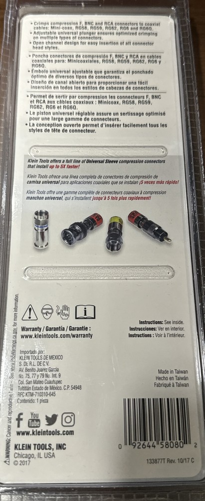 Compression Crimper Compact Klein Tools - VDV211-048 - Multi-Connector NEW