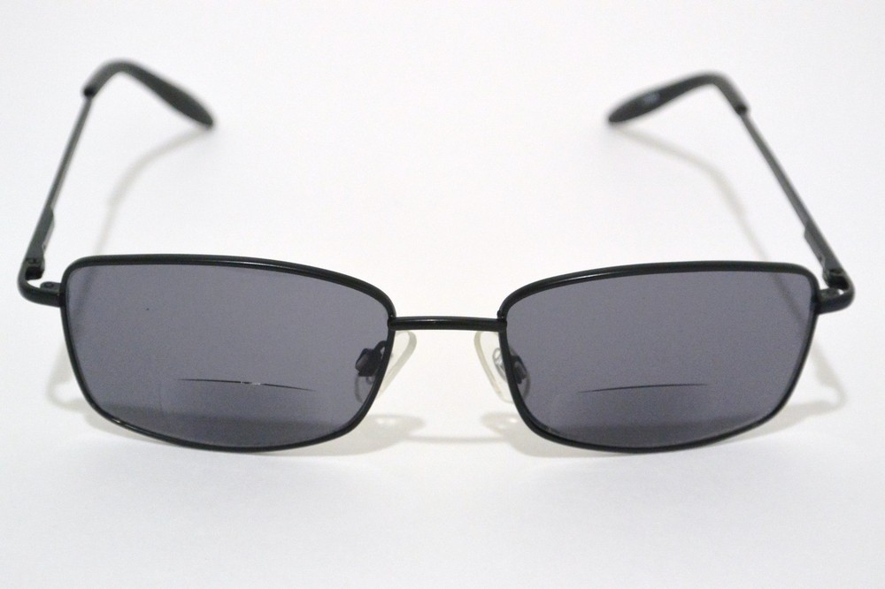 BIFOCAL reading sunglasses with SPRING HINGES power +2.00 BLACK Frame