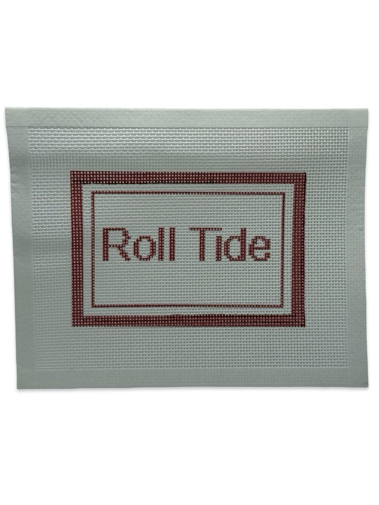 Roll Tide Needlepoint Canvas Red Border White Red Rectangle