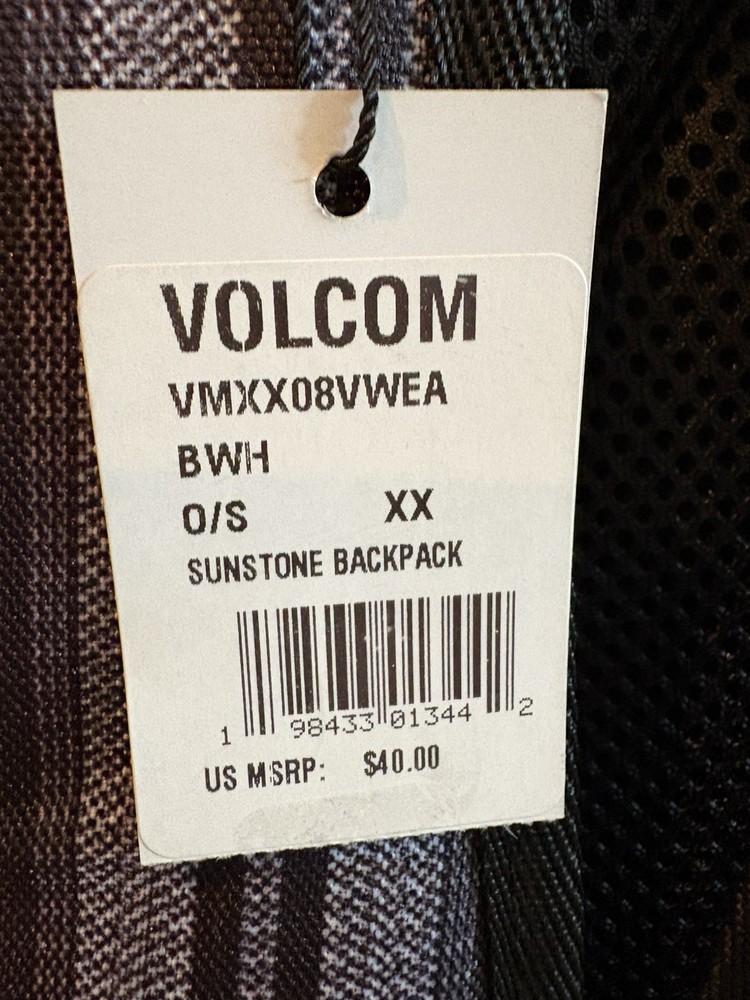 VOLCOM GREY & BLACK STRIPED UNISEX SUNSTONE BACKPACK , NEW WITH TAGS