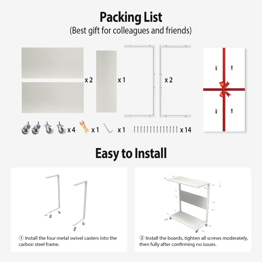 Under Desk CPU Stand, 2-Tier C-Shape Trolley w/ Wheels for Large ATX PC Tower