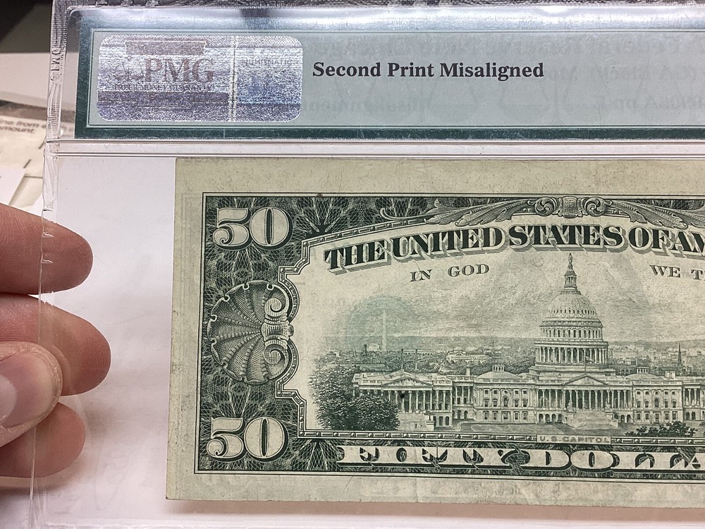 $50 1977 PMG 45 Misalignment Error Second Print Fr#2119-G