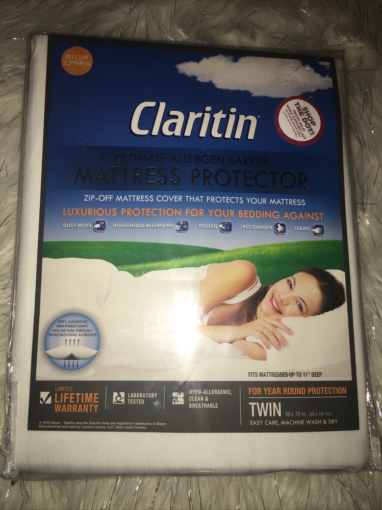 Claritin Ultimate Allergen Barrier Mattress Protector Twin NEW