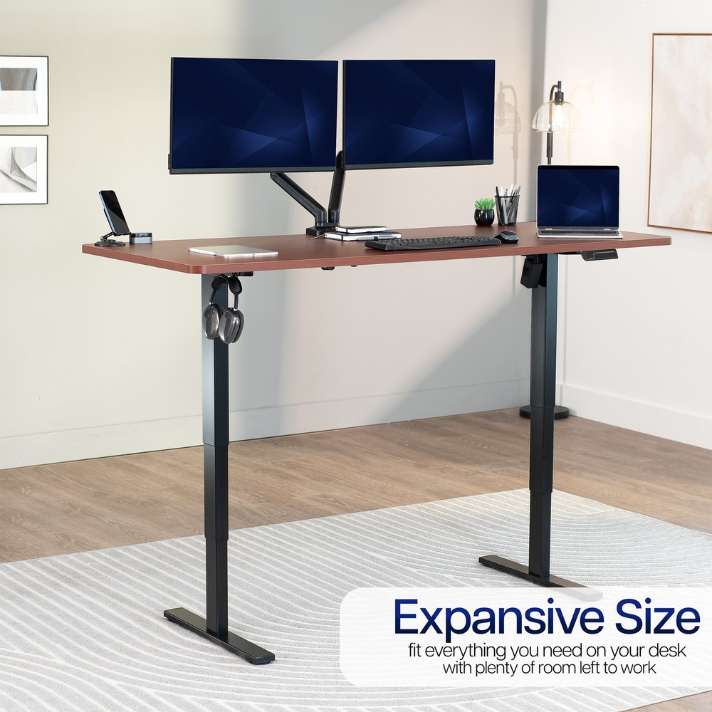 VIVO Dark Walnut 71 x 30 inch Universal Solid Top for Sit Stand Desk Frames