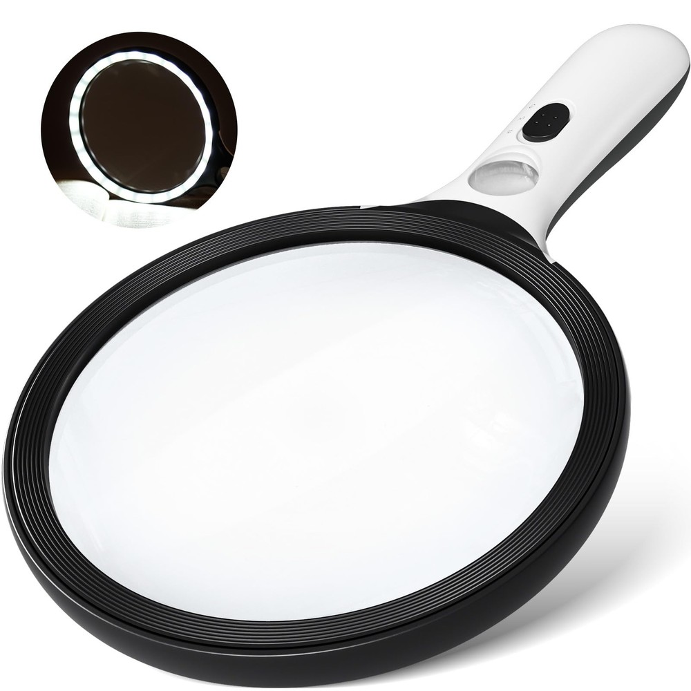 Magnifying Glass with Light Large 5" Lens, Handheld Illuminated Lighted Magni...