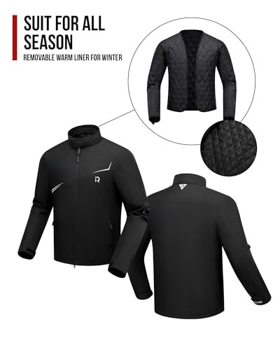 Motorcycle Jacket with CE Armor, Windproof Riding Protective Gear, Medium Black