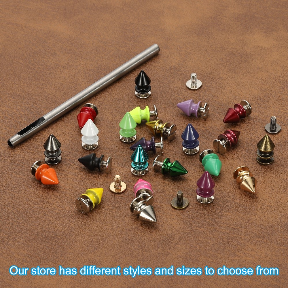 12mm Studs for Clothing, 24 Sets Spikes Leather Rivets, Green