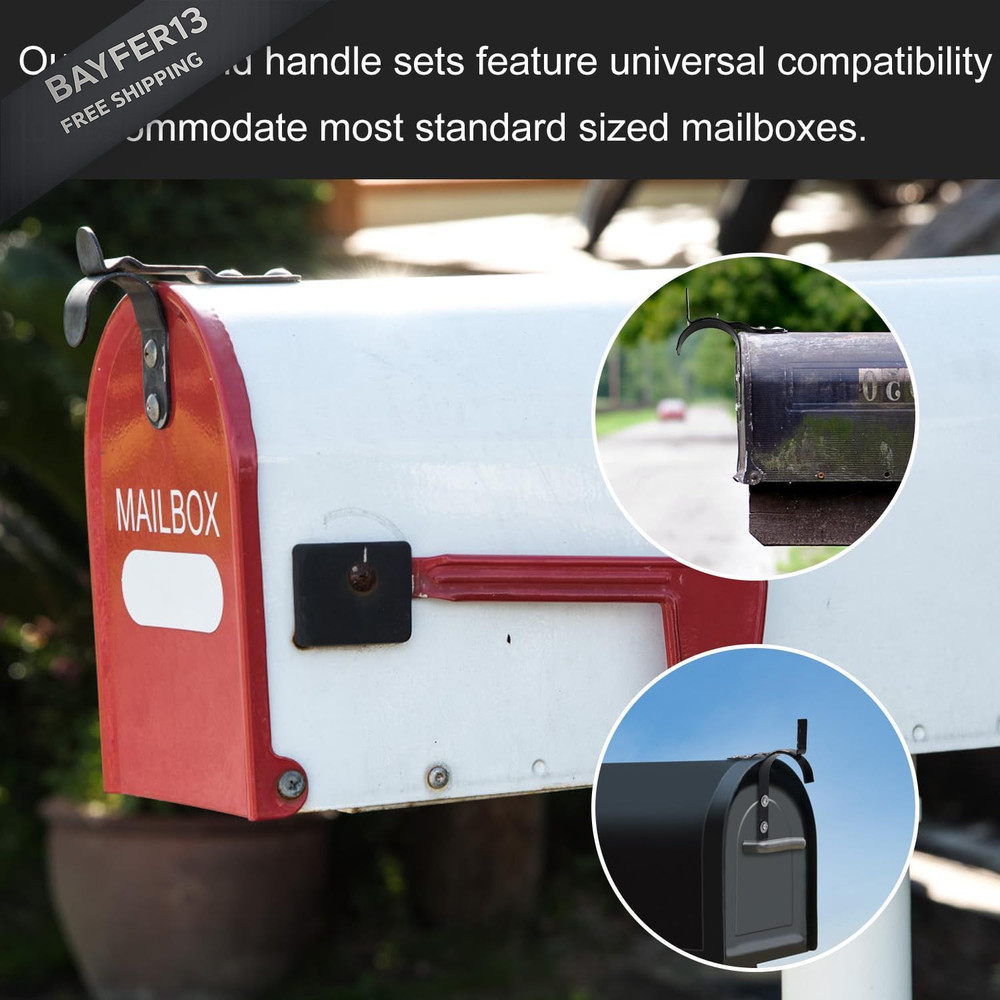 Mailbox Latch and Handle Kit, Metal Secure Replacement Set for black, silver