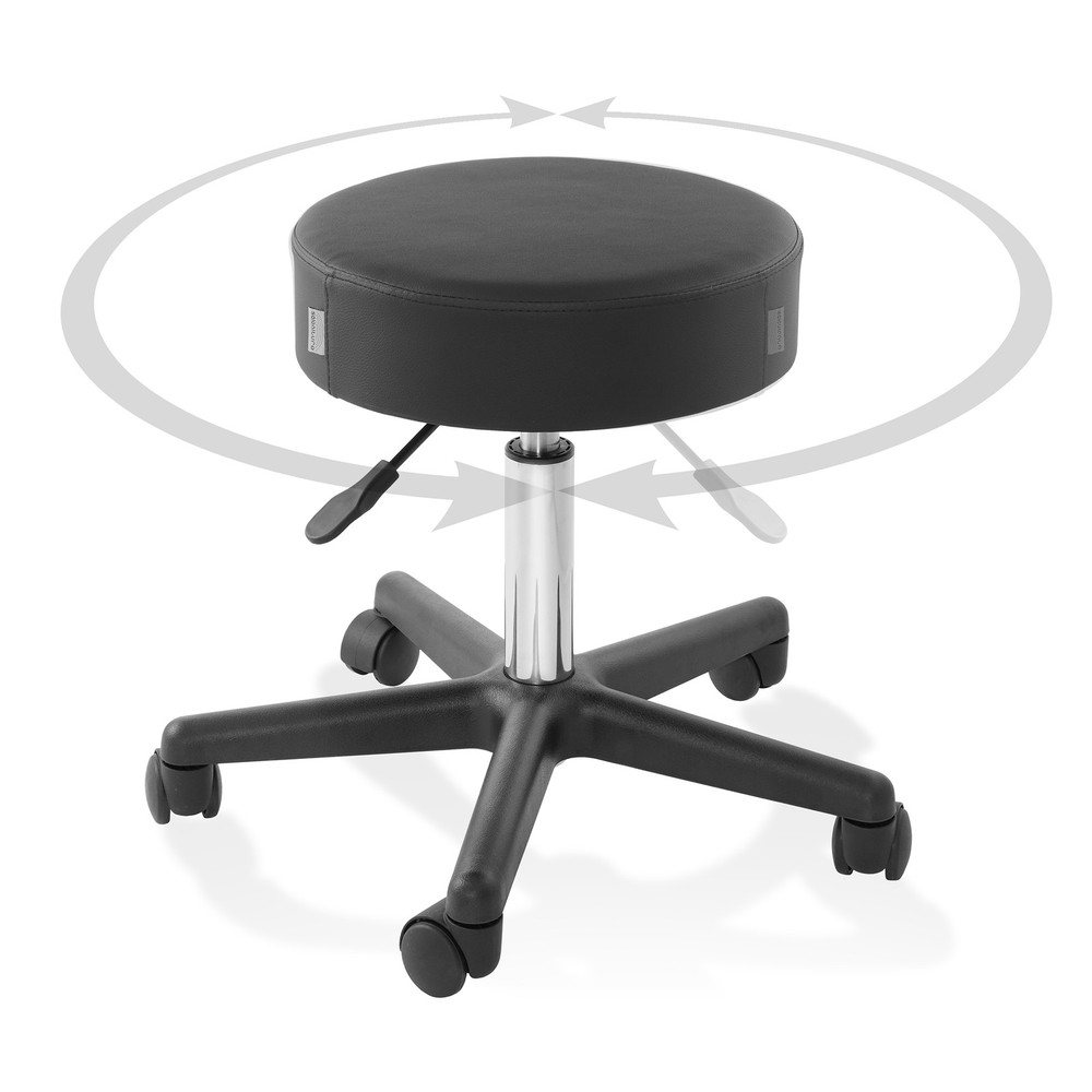 OPEN BOX - Rolling Hydraulic Salon Stool with Adjustable Swivel - Black