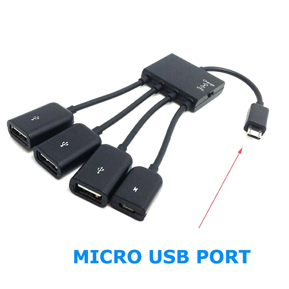 2pc Micro USB Charging OTG Hub Splitter Cable for Phone Android Tablet 4 In 1 US