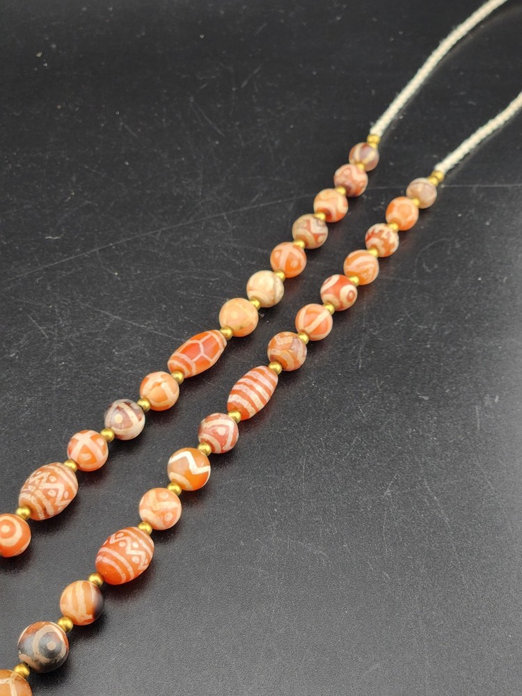 Ancient Etched Carnelian Longevity Beads over 2000 Year Old In great Condition