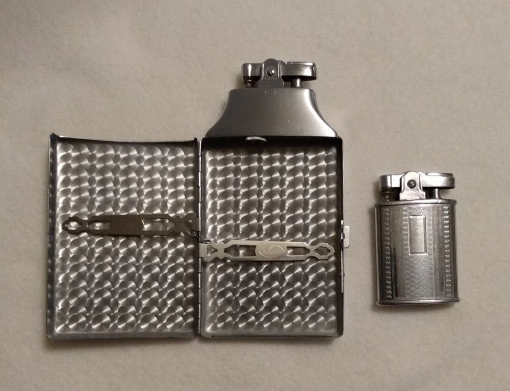 Vintage Ronson Cigarette Case And Lighter Combo Plus Additional Lighter