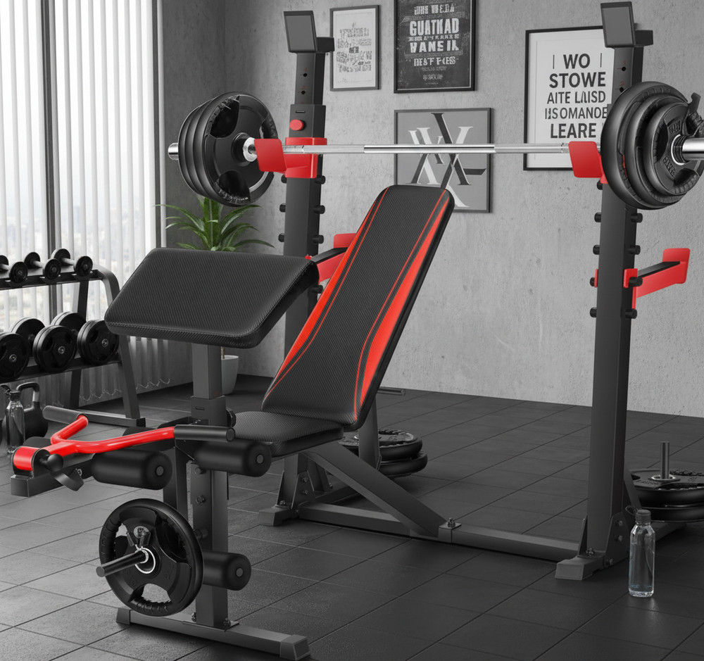 900LBS Weight Bench with Squat Rack Adjustable Workout Bench for Home Exercise⭐⭐