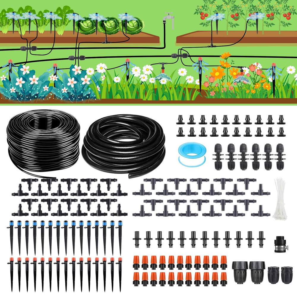 256FT Automatic Drip Irrigation System Kit,Automatic Garden Watering Misting Sys