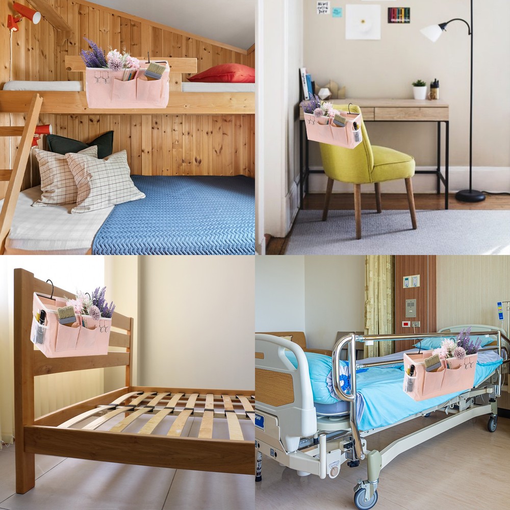 2 x Bedside Caddy Bed Caddy Bunk Bed Caddy Bedside Organizer with Hooks Blue