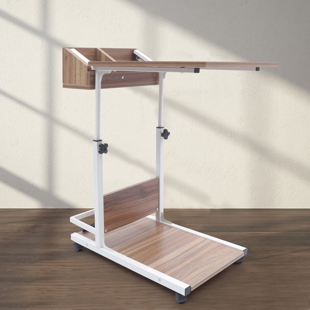 Adjustable Height Laptop Desk Rolling Bedside Table Computer Over Bed Standing
