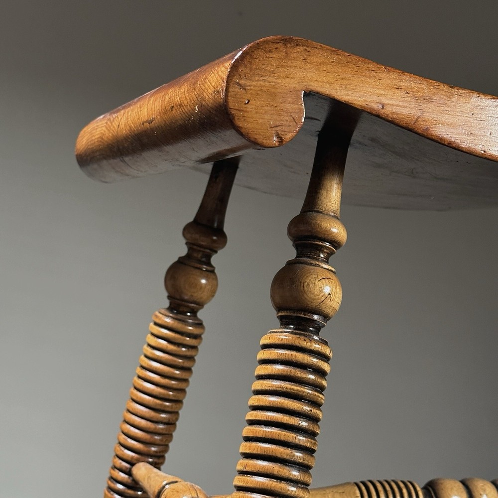Antique 19th C. Restored Victorian Vanity Turned Leg Stool