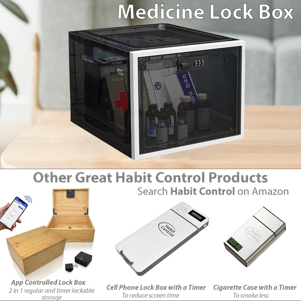 Medicine Lock Box with Combination Lock, Large Medication Lock Box with Code,...