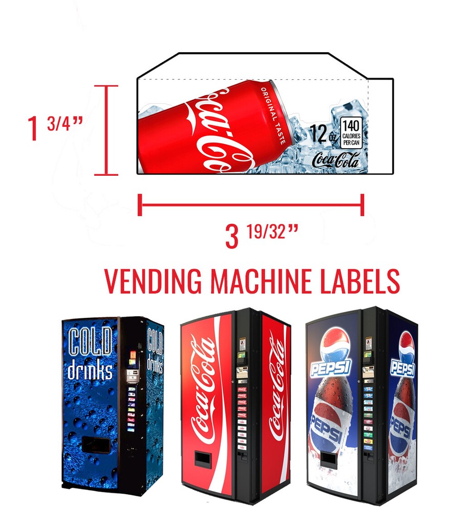 (6) Dixie Narco 276e 12 oz "CAN" Vend Labels - Flavor Strips - VARIETY PACK